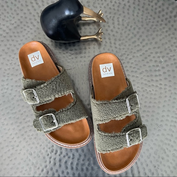 Dolce Vita Laica Fuzzy Buckle Slide Sandal - Picture 2 of 9